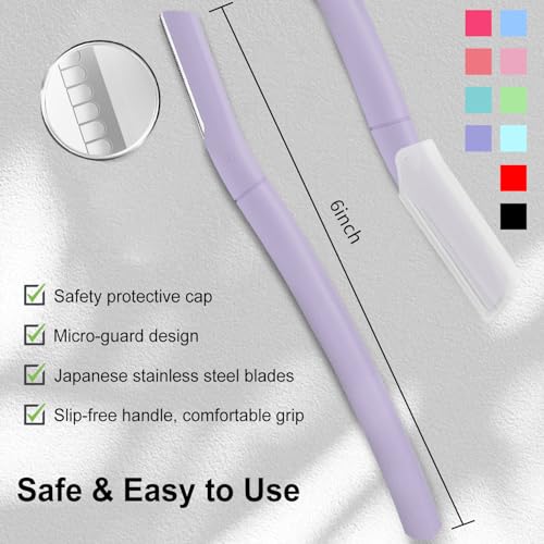 Dermaplane Razor, Face Razors for Women, Dermaplaning Tool with Microblades for Face, Gentle Facial Exfoliation, Peach Fuzz Removal and Eyebrow Shaping, Skin Care Tool for Smoother Skin, Lilac