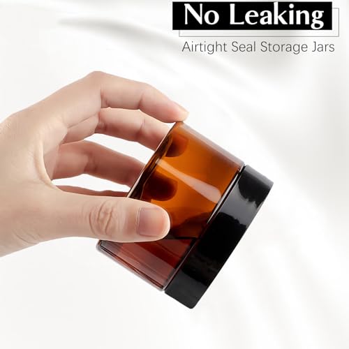 TUZAZO 4 Oz Amber Plastic Cosmetic Jars Leak Proof Small Container with lids for Cream, Lotion, Powder, Ointments, Beauty Products, 24 Pcs