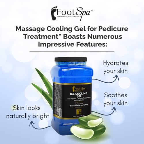 Foot SPA - Massage Cooling Gel for Pedicure Treatment with Menthol, Camphor, Peppermint and Eucalyptus Oil, Professional Strength Foot and Leg Ice Cooling Gel Therapy