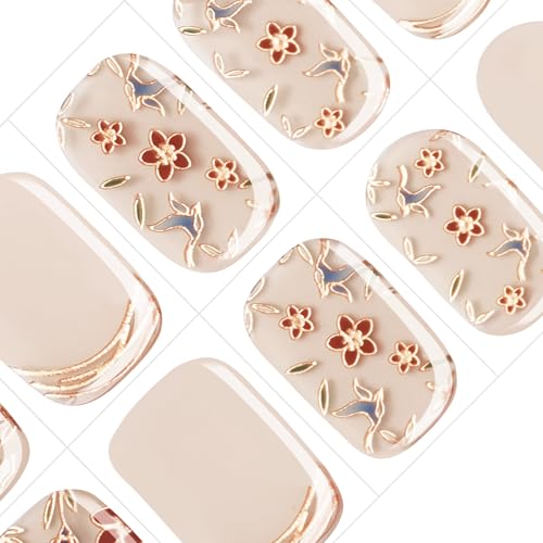 GelMala Semi Cured Gel Nail Strips Oriental Design,Long-Lasting,Easy to Apply&Remove Gel Nail Stickers Semi Cured,Easy for begginners (Oiseaux ?maill?s)