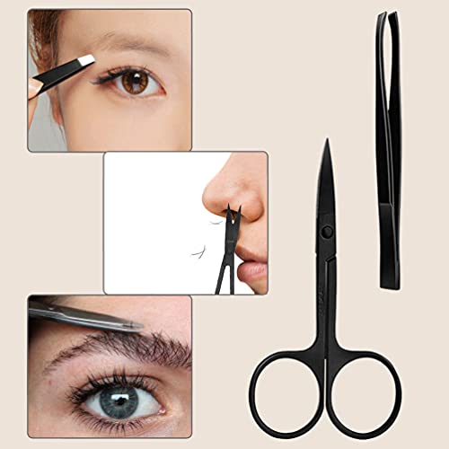 KINGMAS 9PCS Eyebrow Trimmer Kit, Face Razors, Facial Trimmer Shaver, Eyelash Comb, Angled Brush, Grooming Scissors, Brow Tweezers for Women