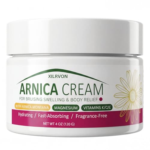Arnica Cream for Bruising and Swelling & Body Muscle Relief, Soothing Hydrating Formula with Magnesium and Vitamins K, C & E, Suitable for Thin and Sensitive Skin for All Ages, 4 Oz