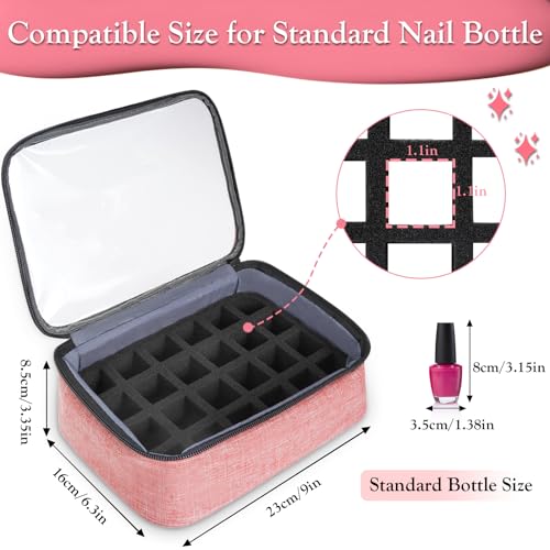 YOREPEK Nail Polish Organizer Holds 72 Bottles (15ml-0.5 fl.oz) Large Nail Polish Carrying Case with 3 Removable Pouches and 4 Zippered Pockets for Manicure Tools, Supplies, Nail Lamp, Gift for Women