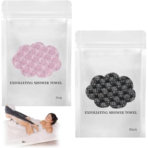 2-Pack Exfoliating Shower Towel, 47-Inch-Long Dual-Sided Exfoliating Towel, Deep Cleansing & Gentle Exfoliations for Smooth Skin, Gentle for Sensitive Skin