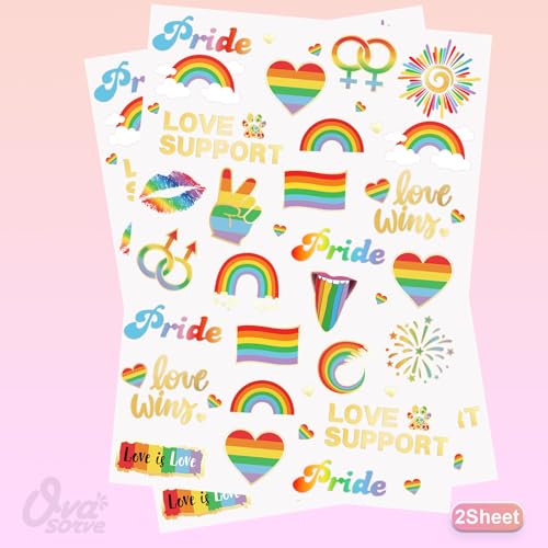 Pride Temporary Tattoos 56 Glitter Styles Rainbow Temporary Tattoos for Pride Equality Parades and Celebrations