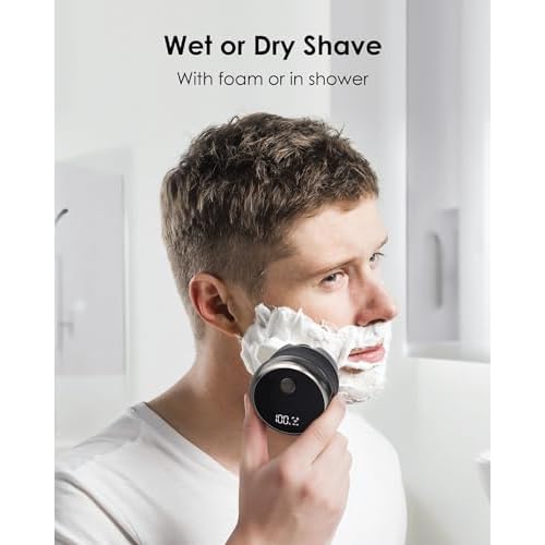 Electric Razor for Men Face, Electric Shavers for Men, Cordless Portable Rechargeable Waterproof Foil Shavers with LED Display, Three Speeds, Travel Lock for Face and Beard Trimmer (Black)