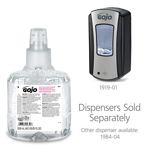 GOJO Clear & Mild Foam Handwash, EcoLogo Certified, 1200 mL Foam Hand Soap Refill LTX-12 Touch-Free Dispenser (Pack of 2) - 1911-02