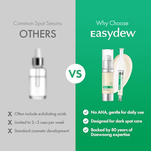 Easydew DW-EGF Melatoning Ampoule 3X - Hydrating Dark Spot Serum with Niacinamide & Glutathione for Uneven Skin - Fast Absorbing Day & Night Ampoule Korean Skin Care (Bottle 1.01 fl oz, EGF 3X)