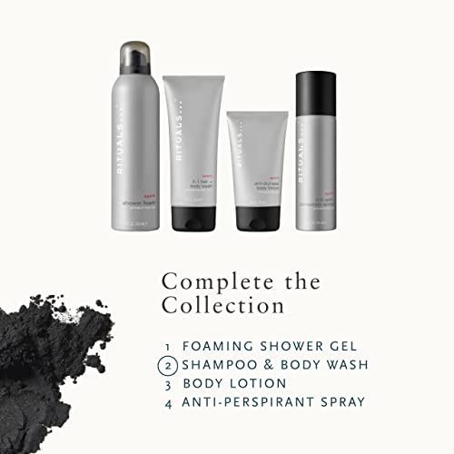 RITUALS Sport Invigorating 2-in-1 Shampoo & Body Wash - with Activated Charcoal & Mint Complex - 6.7 Fl Oz