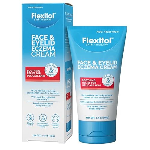 Flexitol Face and Eyelid Eczema Cream for Sensitive Skin, 5% Colloidal Oatmeal, Soothing Eye Treatment for Eczema and Dermatitis, Hydrating Non-Greasy Ointment for Dry, Itchy Skin, 1.4 oz