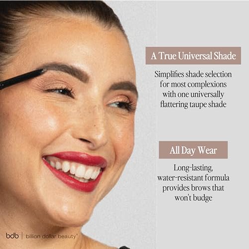 Billion Dollar Brows Universal Eyebrow Pencil ? Dual-Ended Design with Precision Tip & Spoolie, Matte Finish, Waterproof, Easy to Use, Vegan & Cruelty-Free for Perfectly Defined Brows