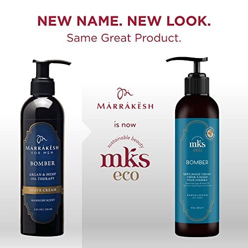 MKS eco for Men Bomber Shave Cream, Sandalwood Scent - 10 oz - Softens Beard to Reduce Resistance & Irritation, Moisturizes Skin - With Hemp Seed & Argan Oils - Vegan, Cruelty Free