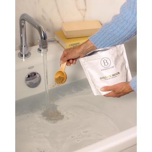 Bathorium Golden Hour Mud Mineral Soak, Detox Bath Soak with French Grey Sea Salt, Ginger & Mandarin, Sinus Relief & Recovery, pH-Balanced for Women, Approximately 3 Baths, 32 oz