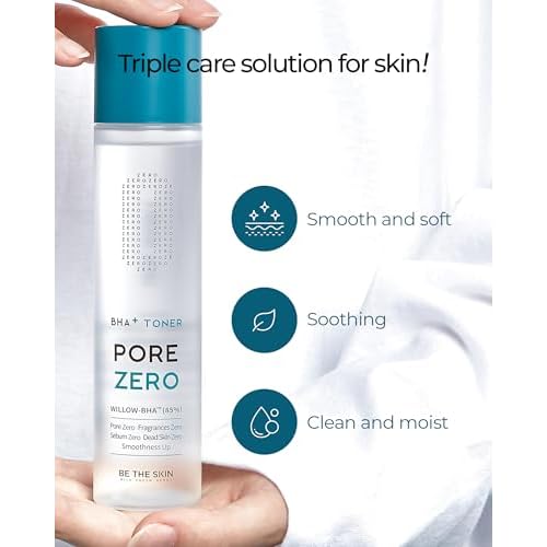 BE THE SKIN Pore Zero BHA Exfoliating Toner - 85% Willow Bark Water Base + Salicylic Acid, Helps Clear Pores & Blackheads, Zero Alcohol Zero Fragrance for Oily Blemish-Prone Skin | 5.07 fl oz