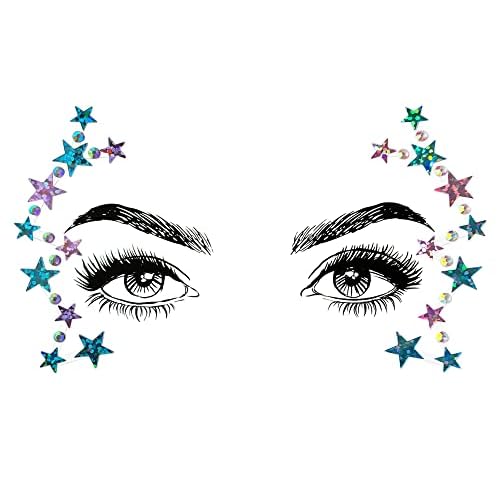 6 Pcs Festival Party Face Jewels, Rhinestone Face Gems, Halloween Music Festival Birthday Rave Carnival Party Face Stickers