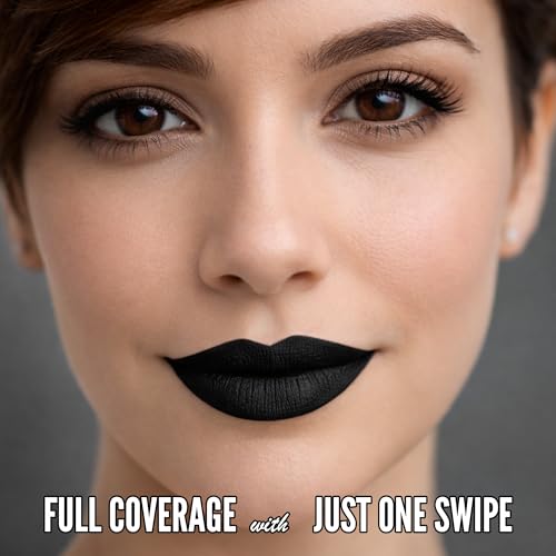 Long Lasting Lipstick with Lip Liner Combo | Waterproof & Transfer-Proof | Comfortable Hydrating with Shea Butter | Bold Pigment Matte Color Lip Stain | Talc-Free & Vegan Product that Performs | Black