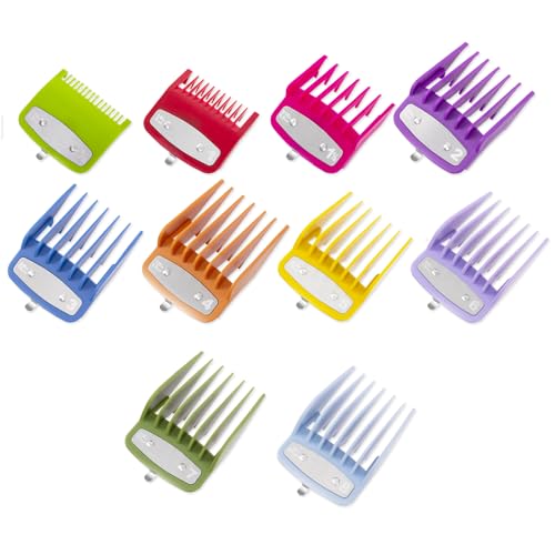 10-Pack Clipper Guards Set for Most Hair Clippers, Replacement Blades Protection Compatible with Wahl Clippers & Other Brands,Multicolor