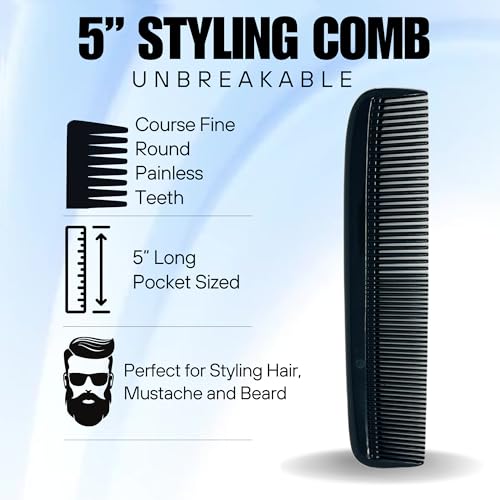 Sandalwood Mustache Wax Kit ? Classic Scented Wax with Extra Strong Hold, 5.5" Folding Comb & 5" Fine/Coarse Travel Comb
