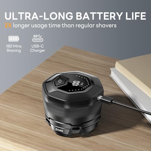 Head Shaver for Bald Men£¬DOAO Waterproof Wet Dry Bald Head Shavers, 6D LED Display Electric Rechargeable Head Shaving Kit with Type-C Charge