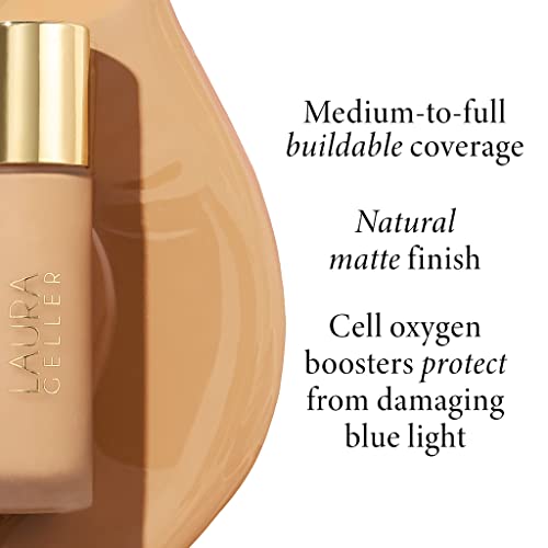 LAURA GELLER Double Take Liquid Foundation | Medium to Full Coverage, Natural Matte Finish, Medium