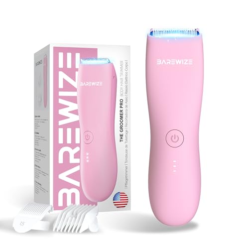 Bikini Trimmer for Women, Pubic Hair Trimmer | Waterproof, USB-C Rechargeable, LED Light, Replaceable Blade | Electric Razors for Women, Electric Lady Shaver (Rose)