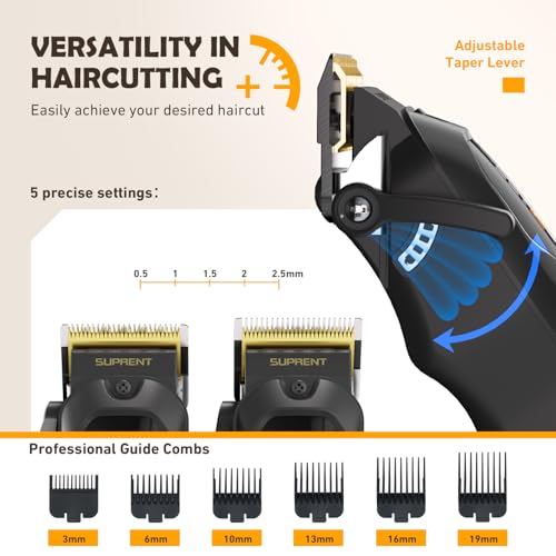 Professional Cordless Hair Clippers for Men- Hair Cutting Kit for Barbers & Family, Wireless Beard Hair Trimmers Set with LED Display, Rechargeable Hair Cutting Machine for Family (Black)