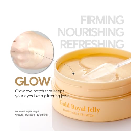 Gold & Royal Jelly Hydrogel Eye Patch 60ea (30pairs) - Revitalizing Eye Mask with Royal Jelly, Mugwort for Nourishing Under Eye Care, for Puffy Eyes, Eye Bags