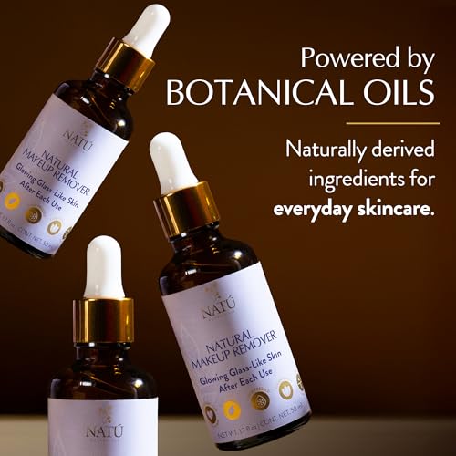 NAT? BOTANICALS Natural Makeup Remover Oil ? Non-Greasy Gentle Cleanser, Lip & Eye Makeup Remover - Nourishing & Hydrating Cleansing Oil for Face Leaving Skin Soft & Radiant - Clean & Natural