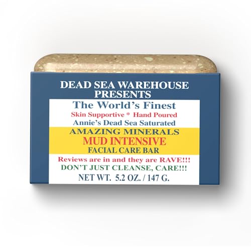 Dead Sea Soap MUD INTENSIVE Facial Care Bar - Face Soap for Women and Men - Purifying Dead Sea Mud - For Balanced & Clear Skin, Handmade & Unscented -5.2 oz