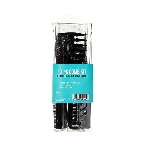 KISS Professional 10-pc Comb Set-Detangle & Style Assortment,(Pack of 2)