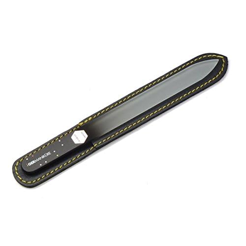 GERMANIKURE Glass Nail File Set in Fitted Cases- Ethically Made in Czech Republic - Permanently Etched Fingernail File, Small Travel File, Cuticle Remover