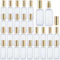 30 Pcs Glass Spray Bottle, 3.4 oz/ 100 ml Perfume Empty Bottles, Frosted Glass Spray Bottles, Refillable Clear Decorative Bottle with Gold Fine Mist Sprayer Pump for Face Body Travel