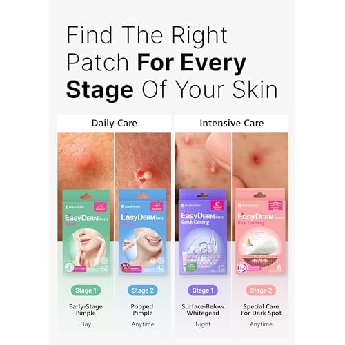 EasyDerm 4-Type Acne Patches Variety Set and 2-in-1 Pimple Popper Tool