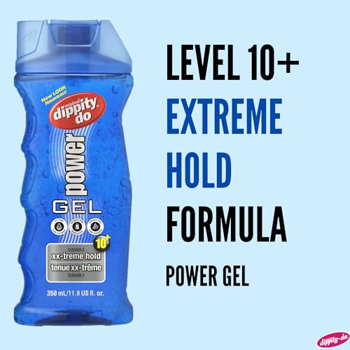 Dippity Do Power XX-treme Hold Durable Hair Gel, Durability, High Shine, All Day Hold, Non Greasy, Natural Feel, Non Flaking, Level 10 Strength, Clear, For Men & Teens, 11.8 Fl Oz