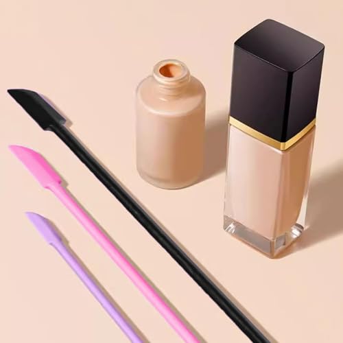 6pcs silicone double end scraper creative mini tip spatula cosmetics heat resistant safety spatula foundation make-up makeup tool, reusable rubber spatula beauty silicone stirrer for cosmetics kitchen