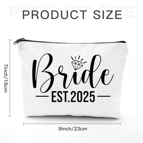 Bride Makeup Bag, Bridal Shower Gifts for Engagement Wedding Bachelorette Gifts for Bride
