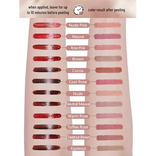 Lip Stain Peel Off Lip Liner Stain with Tweezer, Long Lasting Matte Lip Tint Tattoo, Highly Pigmented Color Lip Makeup, Waterproof Lipstick, Transfer-proof Lipstain for Women, Nude Pink