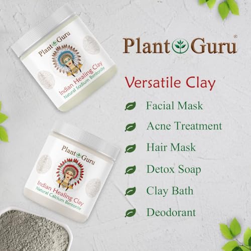 Plant Guru Sodium Bentonite Clay Powder 15 lbs. Bulk Wholesale 100% Natural Indian Healing Clay - Deep Pore Cleansing Facial And Body Mask - Detox Clay for Face, Hair, Acne, and Bath.
