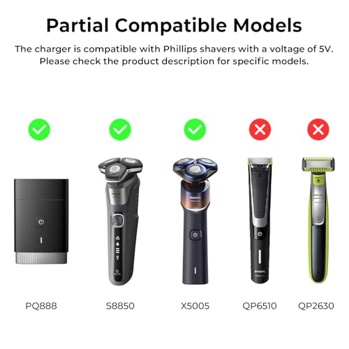 5V Charger Cable for Philips OneBlade 360 QP2834 QP2724 QP1324 PQ888 PQ889, MG5910 MG7910 MG7960 MG9510 MG9560, X3001 Electric Shaver Trimmer