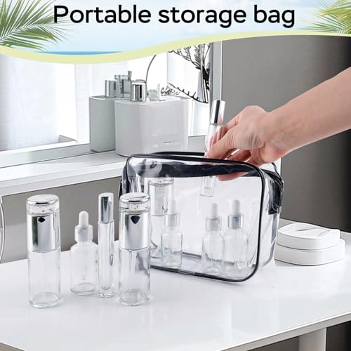 34 Piece Glass Travel Bottles for Toiletries TSA Approved Mini Makeup Containers with Toiletry Bag Refillable BPA Free Skincare Container Leak Proof for Serums, Moisturizers, Toners, Cream