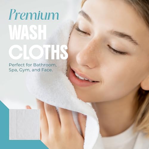 Threads+ White Wash Cloths, 100% Cotton, Soft & Absorbent, 12x12, 600 GSM, Durable Face Towels for Bathroom, Gym, Spa & Baby Care (White) Brand: Threads Plus (Pack of 12)