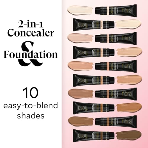 Fi?ra Luxury Concealer & Foundation with Anti-Aging Ingredients - Full Coverage for Dark Circles, Wrinkles, Fine Lines, and Spots, All-Day Wear For Mature Skin - Neutral Beige, 0.5 FL. OZ. / 15 ML