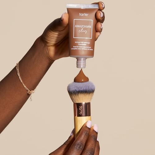 tarte the buffer airbrush finish foundation brush ? Blending Brush for Cream, Liquid or Powder Makeup, Buildable Coverage & Seamless Application for Flawless Finish, Vegan & Cruelty-Free, full size
