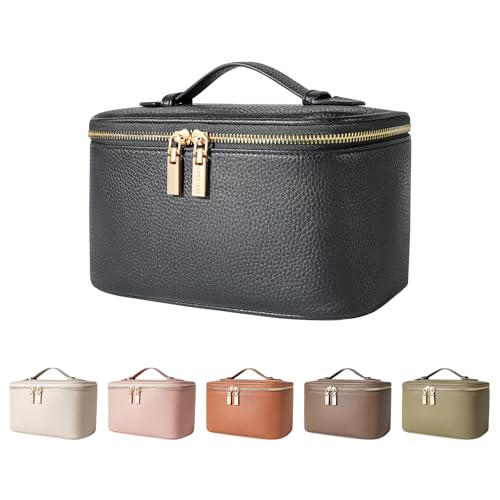 Cosmetic Bag,ROWNYEON Makeup Bag,Portable Makeup Train Case,Travel Toiletry Bag Case Organizer for Women,Black