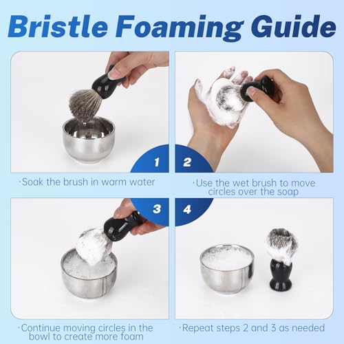 Shaving Brush Set for Men ? Pure Badger Hair Shaving Brush and Bowl, Exfoliating Shaving Cream Brush Gifts for Fathers Day