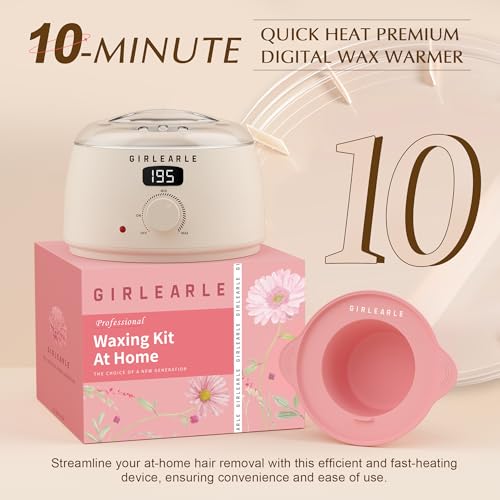 Premium Digital Waxing Kit for Women and Men, Wax Warmer Hair Removal at Home with Wax Beads & Silicone Pot, Target Different Types of Sensitive Skin Brazilian Bikini, Facial, Leg, Full body