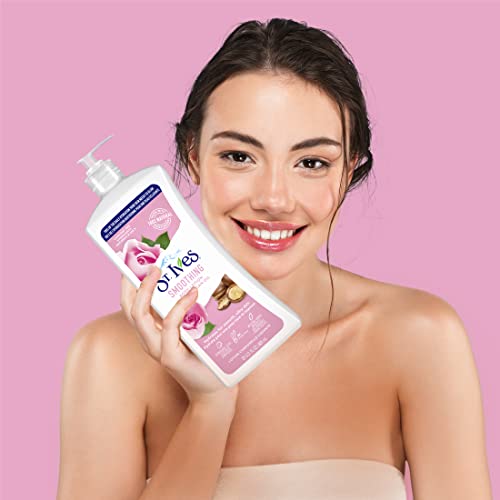 St. Ives Smoothing Hand & Body Lotion for Women with Pump, Daily Moisturizer Rose and Argan Oil for Dry Skin, Made with 100% Natural Moisturizers, 21 fl oz, 8 Pack