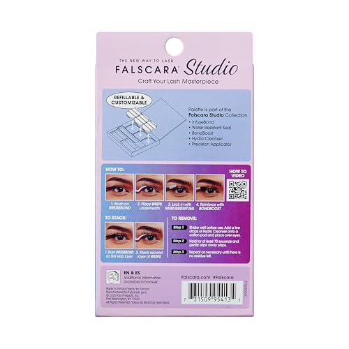 FALSCARA STUDIO Lash Extension Kit, Individual Lash Palette, 18 Stackable Lash Clusters, ¡®Dark Chocolate Spiky¡¯ False Eyelashes, Medium Volume, Length 10mm?14mm, Band Size 2mm-6mm (Pack of 3)