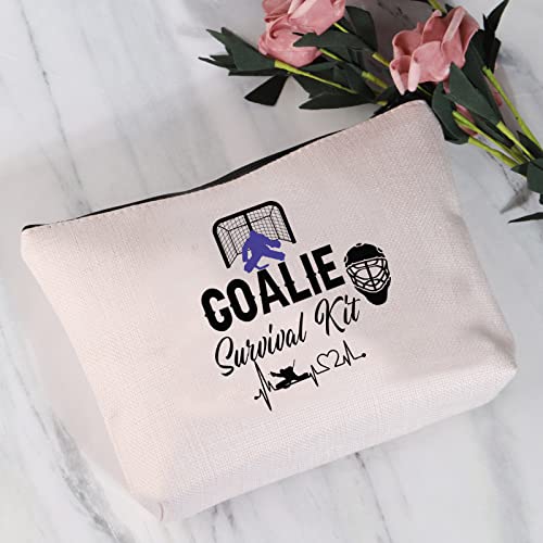 JYTAPP Goalie Survival Kit Cosmetic Bag Hockey Goalie Goaltender Gift Ice Hockey Gifts for Hockey Players Travel Pouch Makeup Case Gifts for Hockey