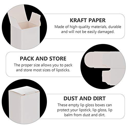 EXCEART Lipstick Pack 50 Pcs Lip Gloss Tubes Kraft Paper Packaging Boxes Lipstick Storage Boxes Lip Balm Wrapping Box (White) Paper Essential Oil Box